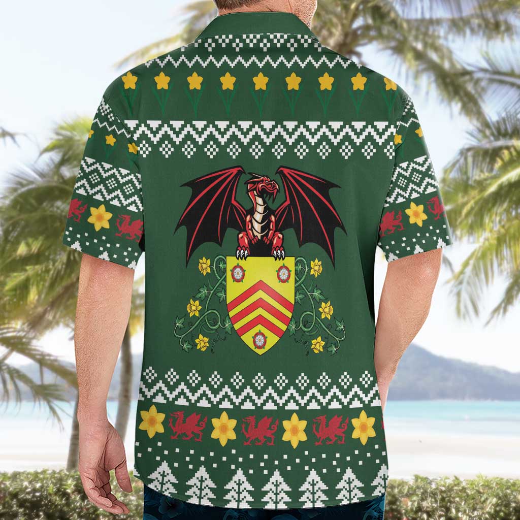 Glamorgan Wales Christmas Hawaiian Shirt Cymru Dragon And Daffodil - Wonder Print Shop