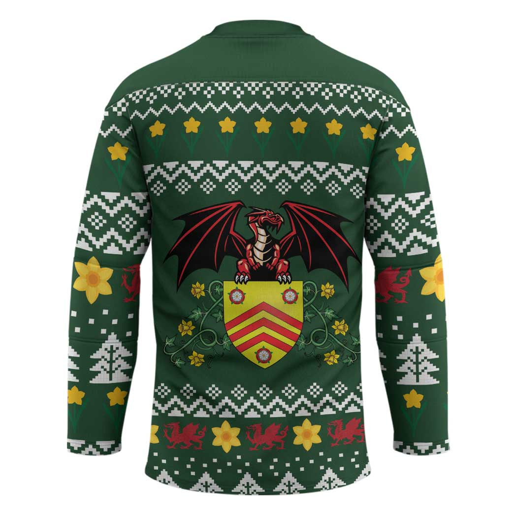 Glamorgan Wales Christmas Hockey Jersey Cymru Dragon And Daffodil - Wonder Print Shop