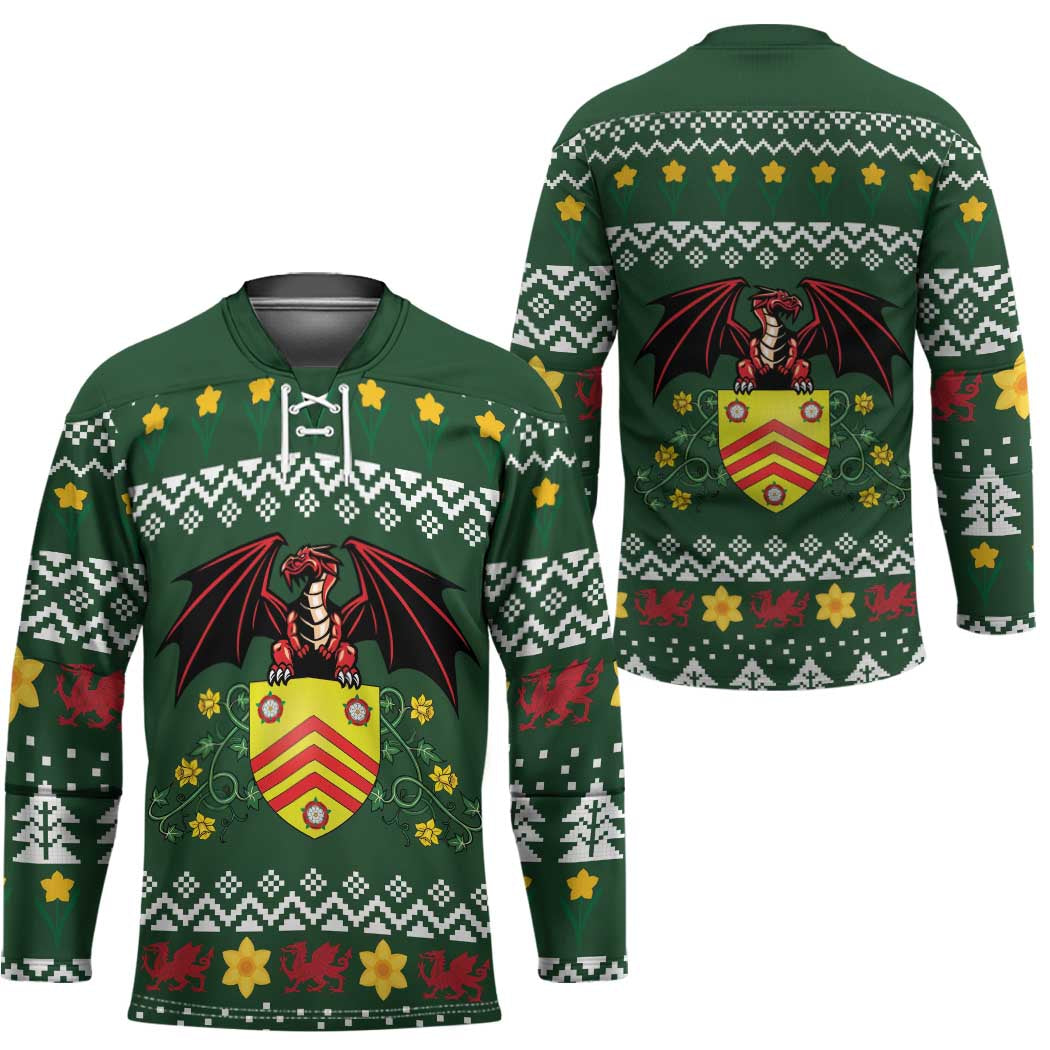 Glamorgan Wales Christmas Hockey Jersey Cymru Dragon And Daffodil - Wonder Print Shop