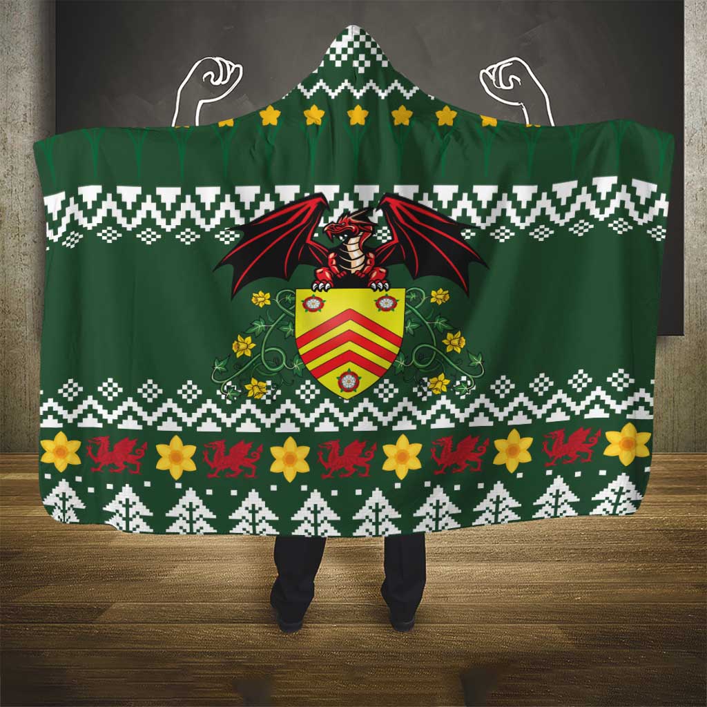 Glamorgan Wales Christmas Hooded Blanket Cymru Dragon And Daffodil - Wonder Print Shop