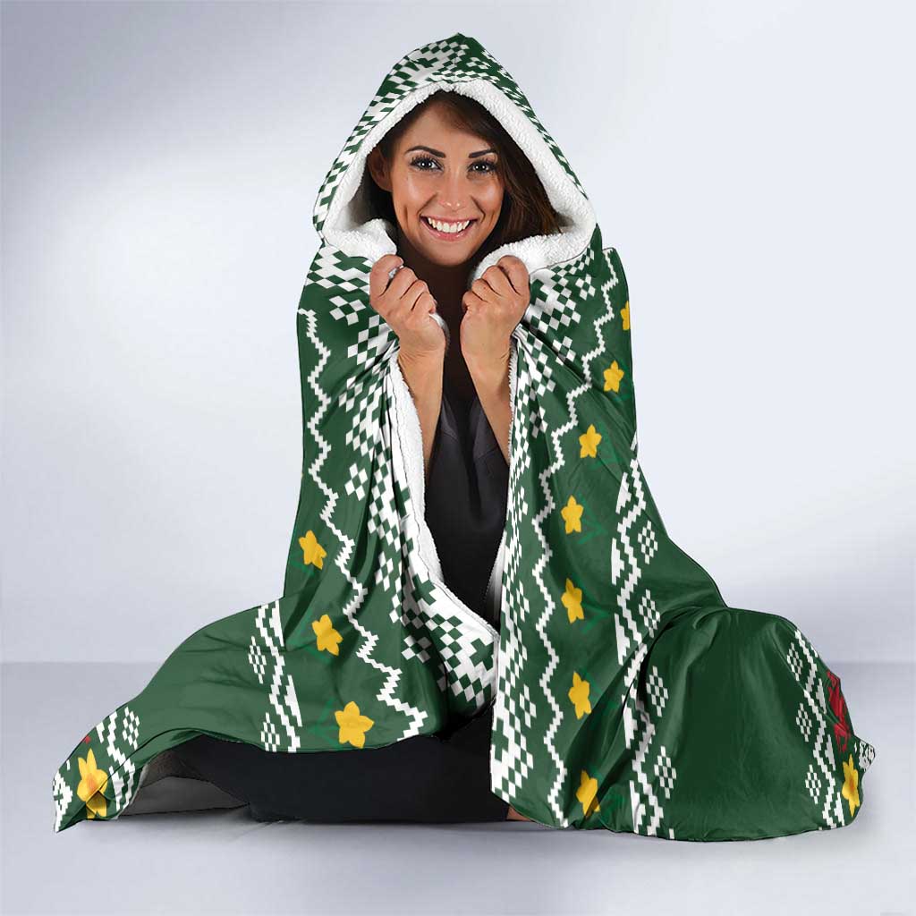 Glamorgan Wales Christmas Hooded Blanket Cymru Dragon And Daffodil - Wonder Print Shop