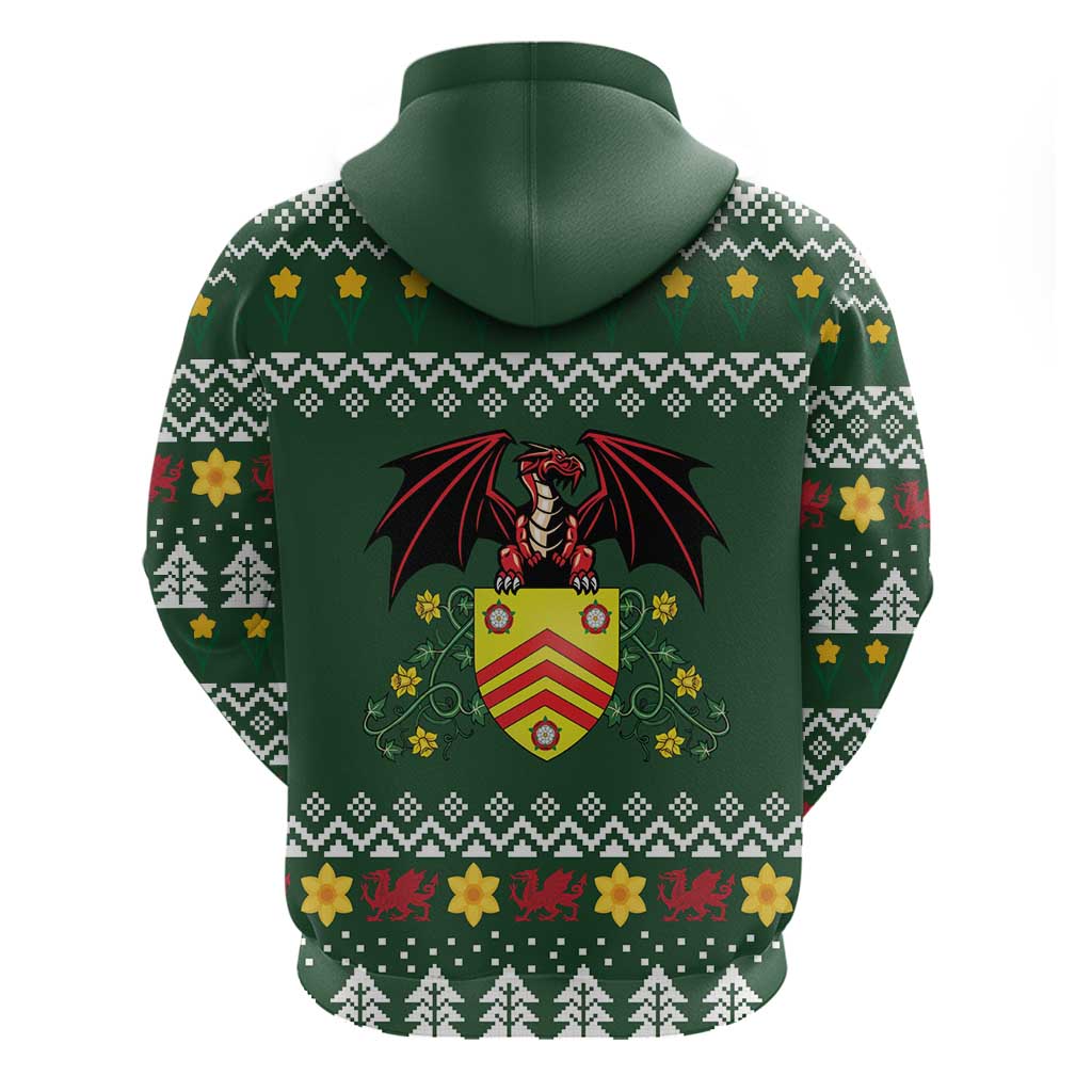Glamorgan Wales Christmas Hoodie Cymru Dragon And Daffodil - Wonder Print Shop
