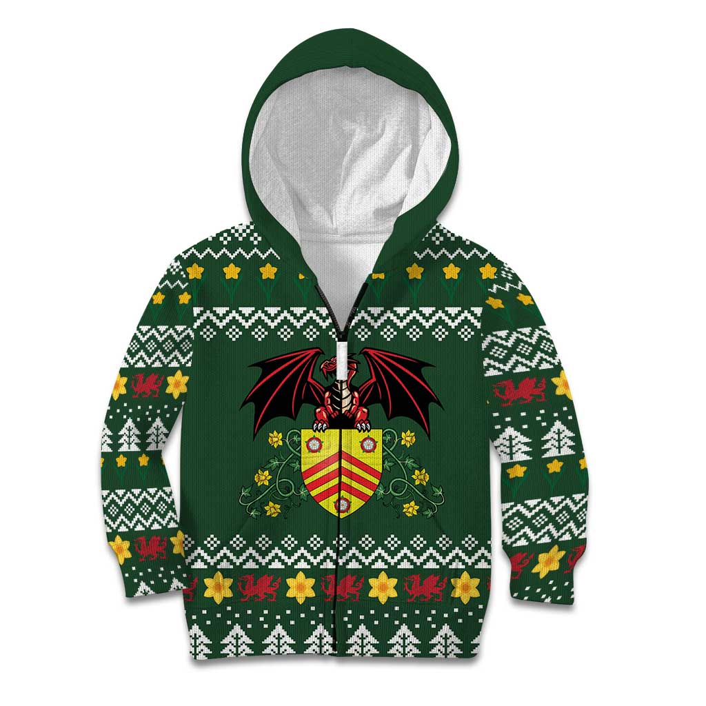 Glamorgan Wales Christmas Kid Hoodie Cymru Dragon And Daffodil - Wonder Print Shop