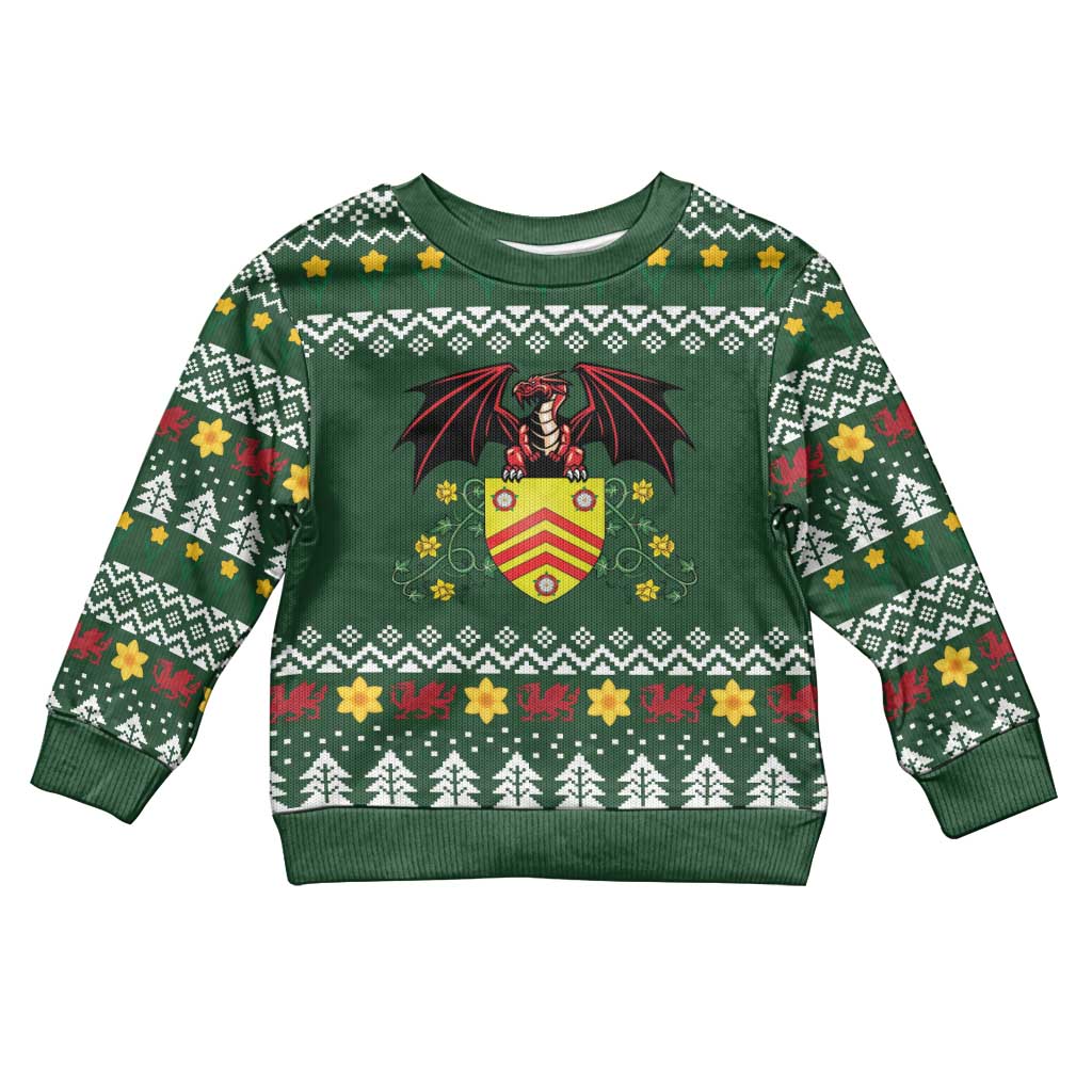 Glamorgan Wales Christmas Kid Ugly Christmas Sweater Cymru Dragon And Daffodil - Wonder Print Shop