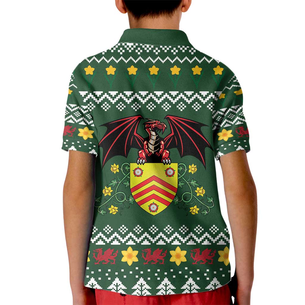 Glamorgan Wales Christmas Kid Polo Shirt Cymru Dragon And Daffodil - Wonder Print Shop