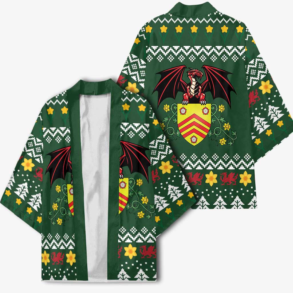Glamorgan Wales Christmas Kimono Cymru Dragon And Daffodil - Wonder Print Shop