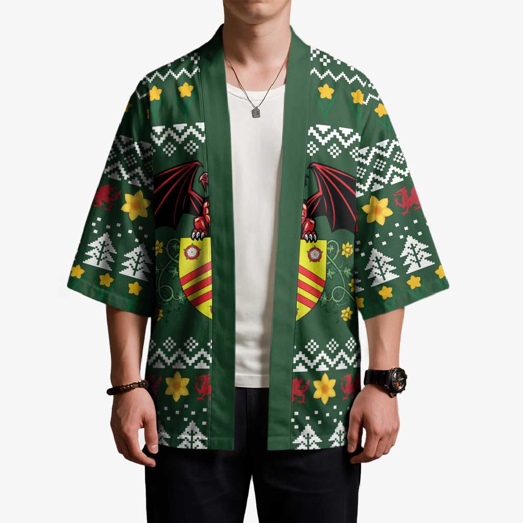 Glamorgan Wales Christmas Kimono Cymru Dragon And Daffodil - Wonder Print Shop