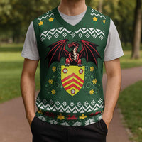 Glamorgan Wales Christmas Knitted V-Neck Vest Cymru Dragon And Daffodil - Wonder Print Shop