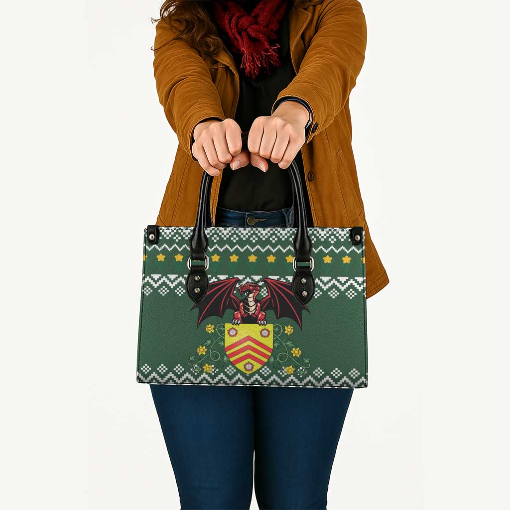 Glamorgan Wales Christmas Leather Bag Cymru Dragon And Daffodil - Wonder Print Shop