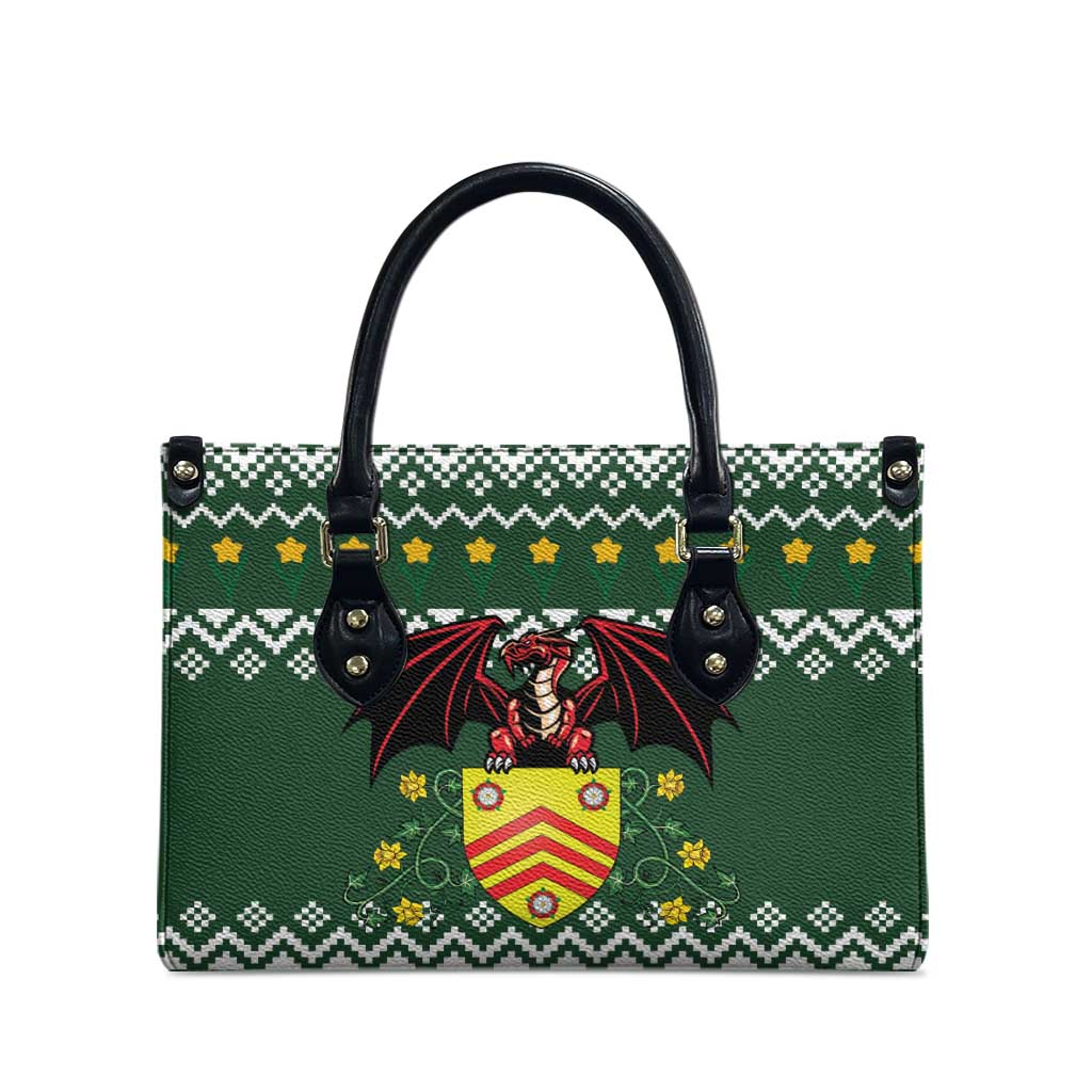 Glamorgan Wales Christmas Leather Bag Cymru Dragon And Daffodil - Wonder Print Shop