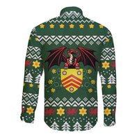 Glamorgan Wales Christmas Long Sleeve Button Shirt Cymru Dragon And Daffodil - Wonder Print Shop