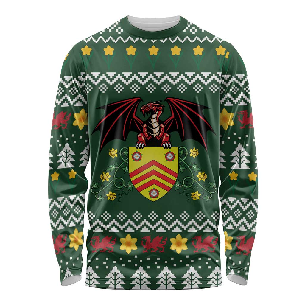 Glamorgan Wales Christmas Long Sleeve Shirt Cymru Dragon And Daffodil - Wonder Print Shop