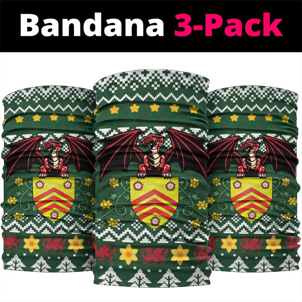 Glamorgan Wales Christmas Neck Gaiter Cymru Dragon And Daffodil - Wonder Print Shop