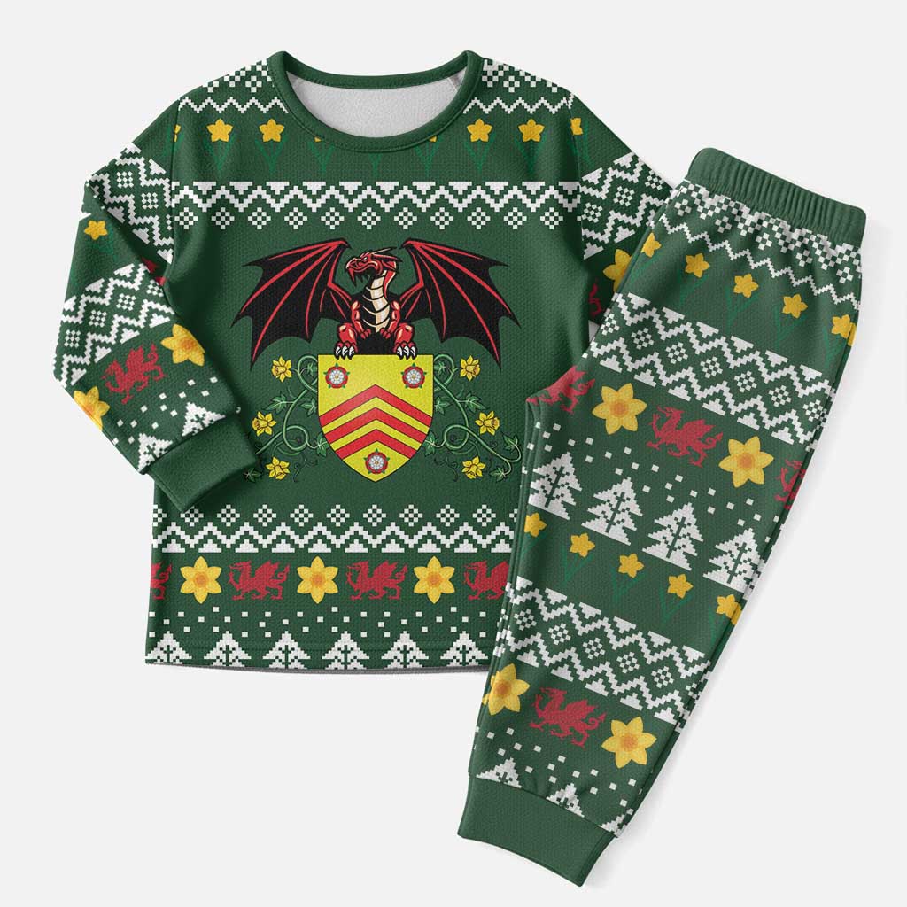 Glamorgan Wales Christmas Pajama Set Cymru Dragon And Daffodil - Wonder Print Shop