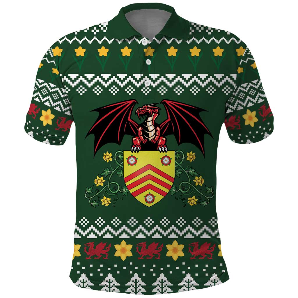 Glamorgan Wales Christmas Polo Shirt Cymru Dragon And Daffodil - Wonder Print Shop