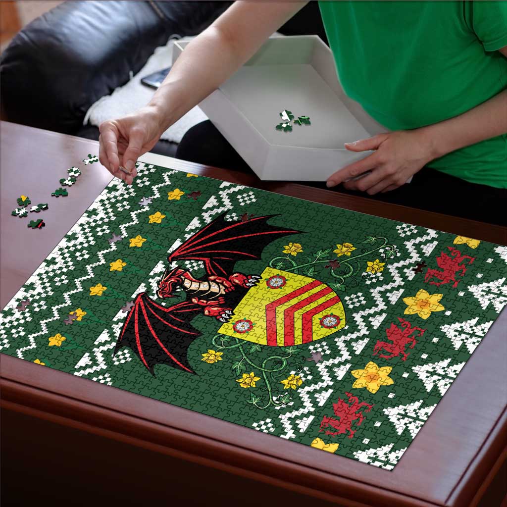 Glamorgan Wales Christmas Puzzle Cymru Dragon And Daffodil - Wonder Print Shop