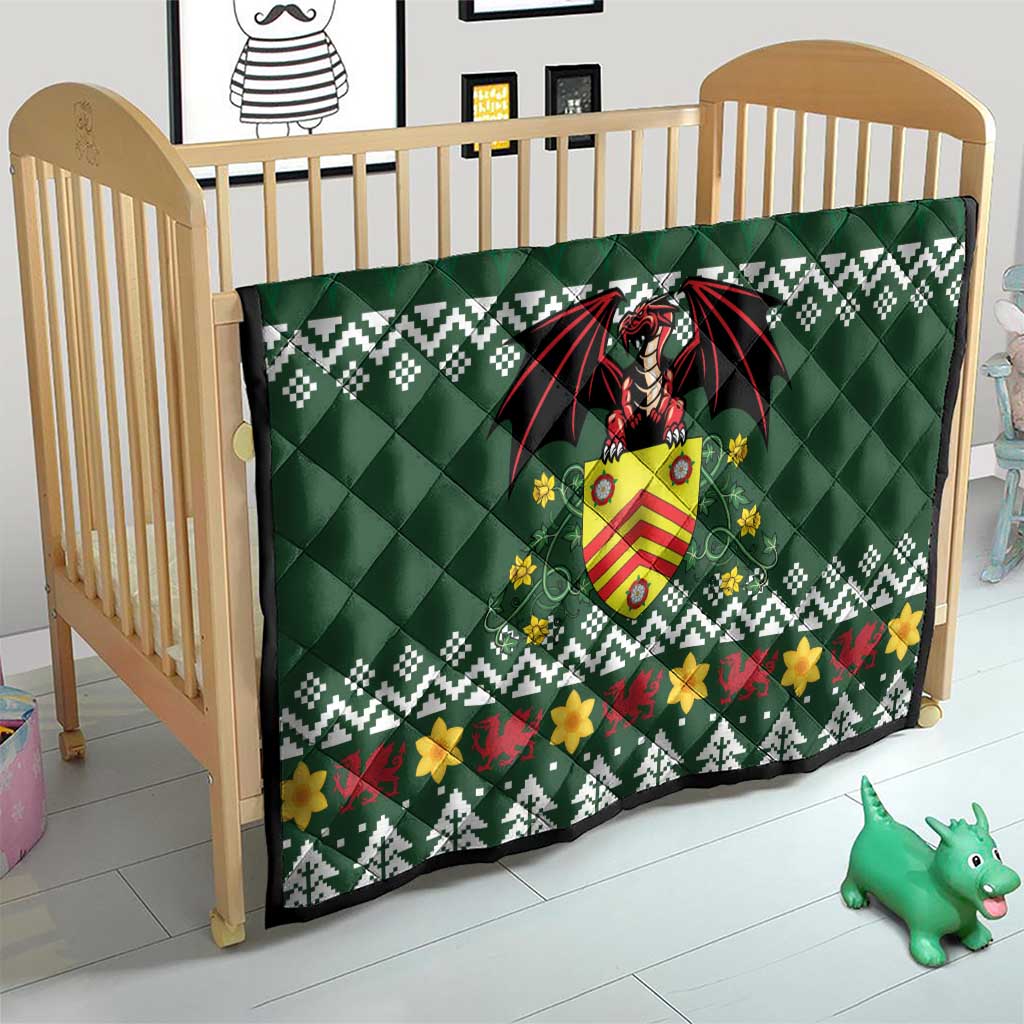 Glamorgan Wales Christmas Quilt Cymru Dragon And Daffodil - Wonder Print Shop