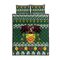 Glamorgan Wales Christmas Quilt Bed Set Cymru Dragon And Daffodil - Wonder Print Shop