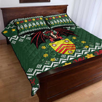 Glamorgan Wales Christmas Quilt Bed Set Cymru Dragon And Daffodil - Wonder Print Shop