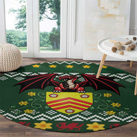 Glamorgan Wales Christmas Round Carpet Cymru Dragon And Daffodil - Wonder Print Shop