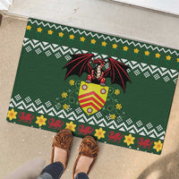 Glamorgan Wales Christmas Rubber Doormat Cymru Dragon And Daffodil - Wonder Print Shop
