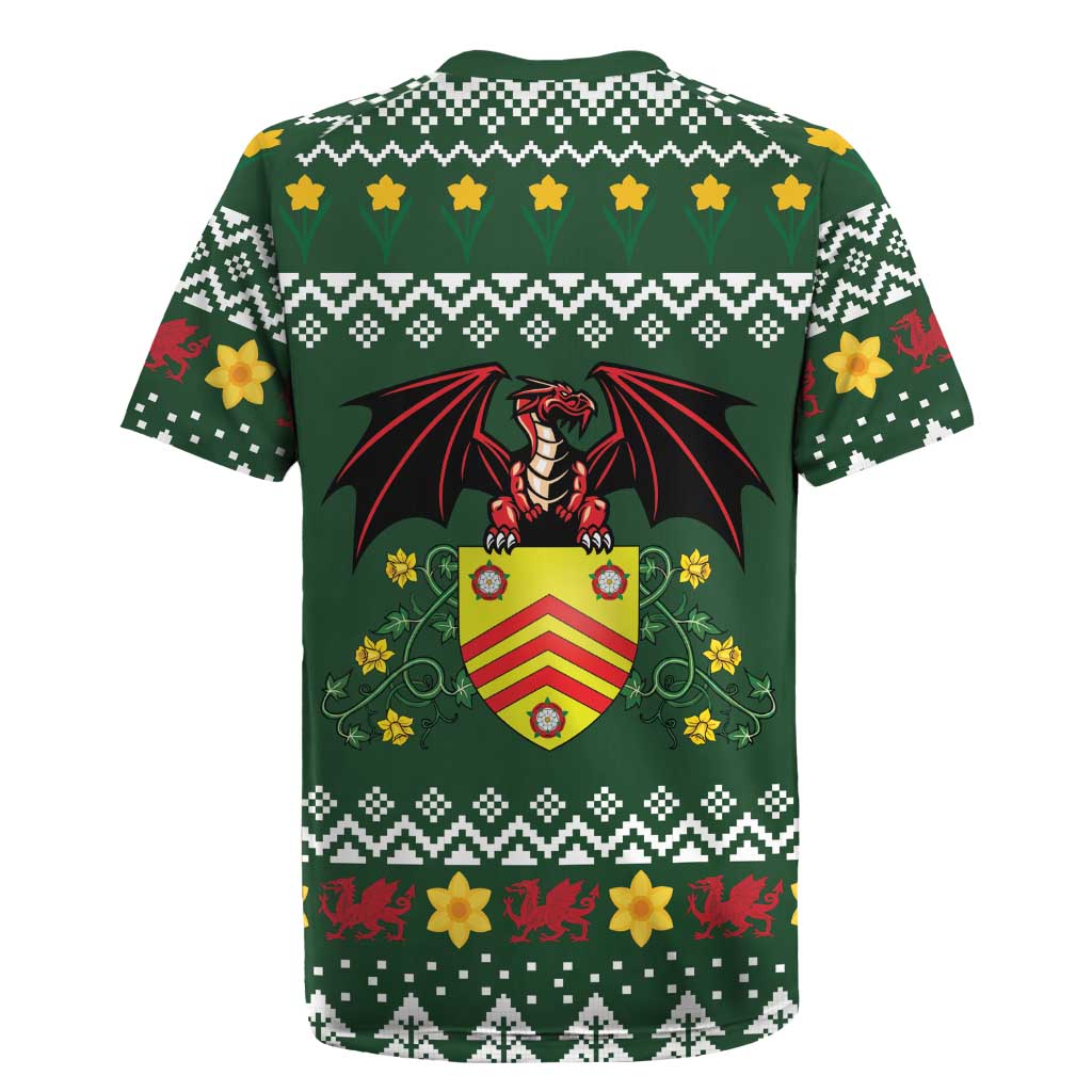 Glamorgan Wales Christmas Rugby Jersey Cymru Dragon And Daffodil - Wonder Print Shop