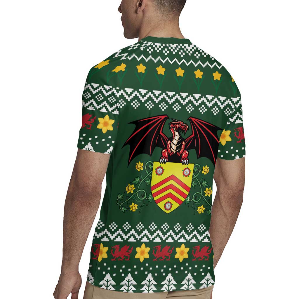 Glamorgan Wales Christmas Rugby Jersey Cymru Dragon And Daffodil - Wonder Print Shop
