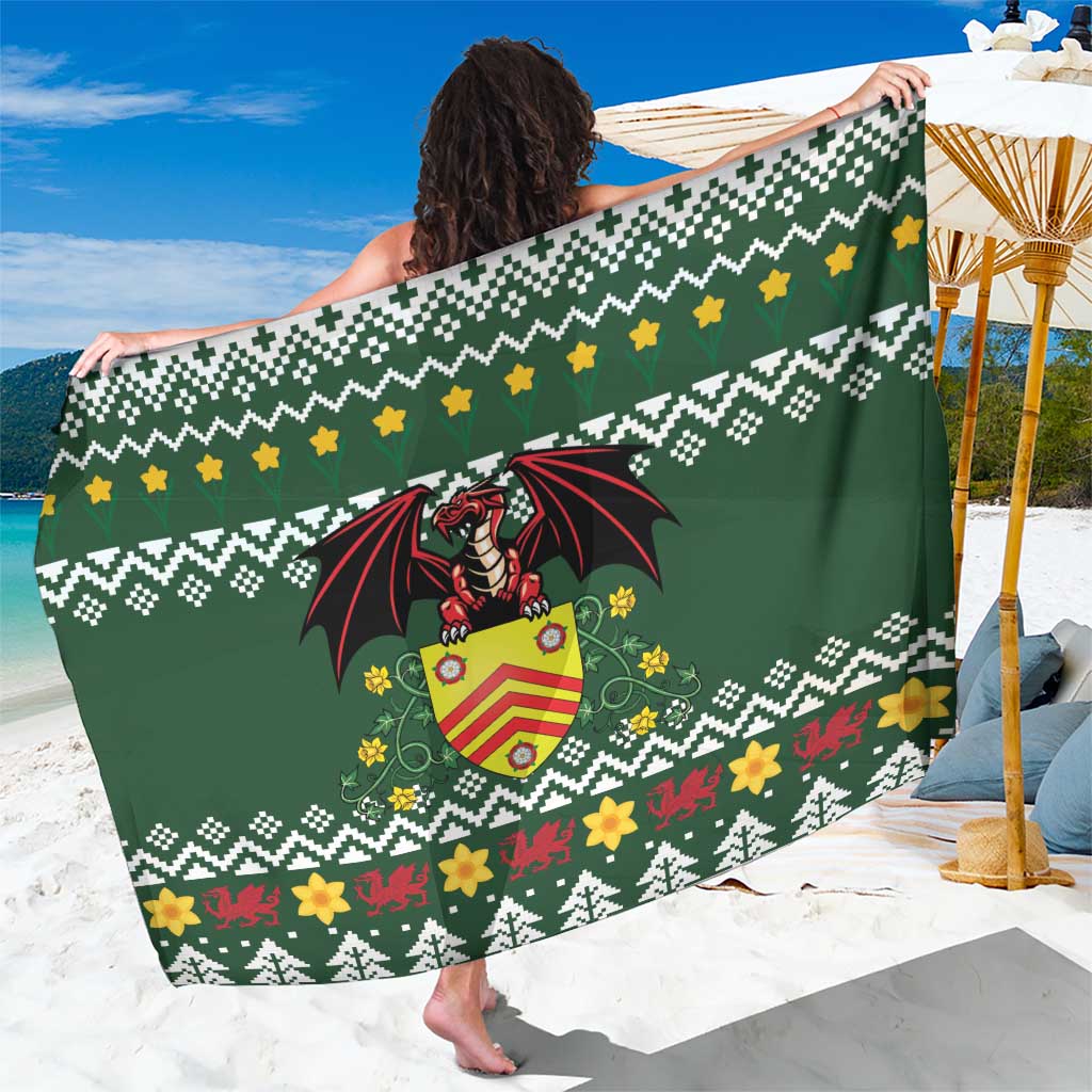 Glamorgan Wales Christmas Sarong Cymru Dragon And Daffodil - Wonder Print Shop