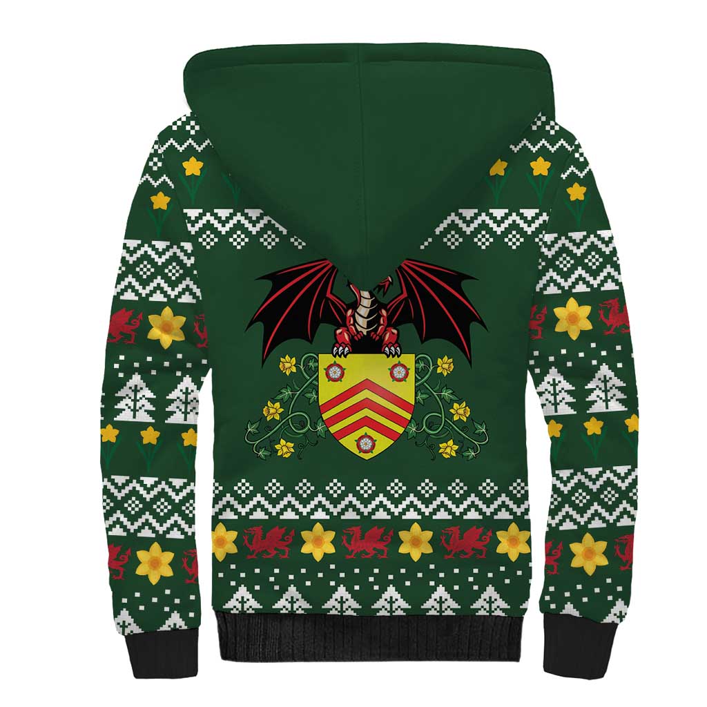 Glamorgan Wales Christmas Sherpa Hoodie Cymru Dragon And Daffodil - Wonder Print Shop