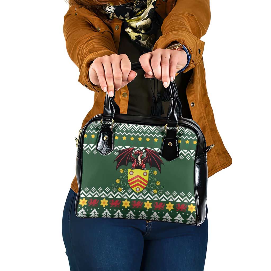 Glamorgan Wales Christmas Shoulder Handbag Cymru Dragon And Daffodil - Wonder Print Shop