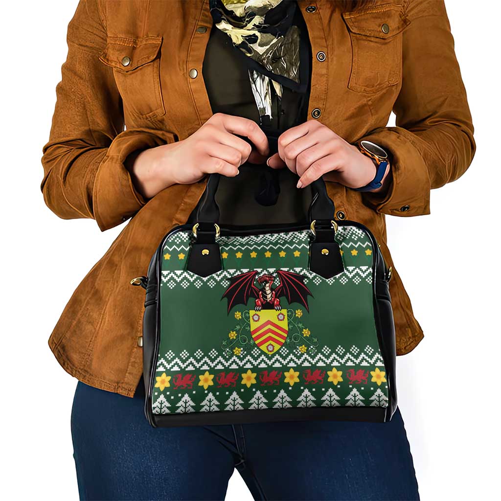 Glamorgan Wales Christmas Shoulder Handbag Cymru Dragon And Daffodil - Wonder Print Shop