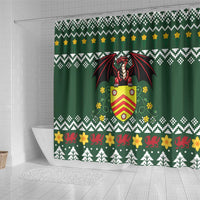Glamorgan Wales Christmas Shower Curtain Cymru Dragon And Daffodil - Wonder Print Shop