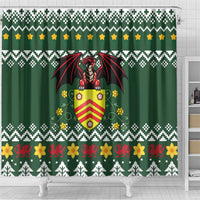 Glamorgan Wales Christmas Shower Curtain Cymru Dragon And Daffodil - Wonder Print Shop