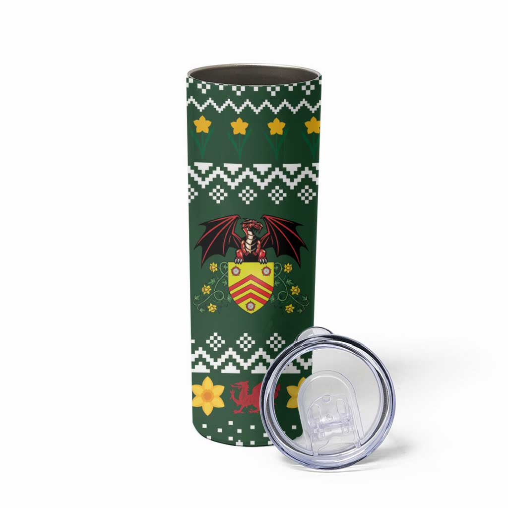 Glamorgan Wales Christmas Skinny Tumbler Cymru Dragon And Daffodil - Wonder Print Shop