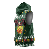 Glamorgan Wales Christmas Sleeveless Hoodie Cymru Dragon And Daffodil - Wonder Print Shop