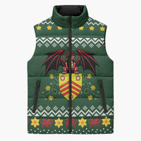 Glamorgan Wales Christmas Sleeveless Puffer Jacket Cymru Dragon And Daffodil - Wonder Print Shop