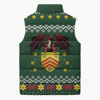 Glamorgan Wales Christmas Sleeveless Puffer Jacket Cymru Dragon And Daffodil - Wonder Print Shop