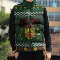 Glamorgan Wales Christmas Sleeveless Puffer Jacket Cymru Dragon And Daffodil - Wonder Print Shop