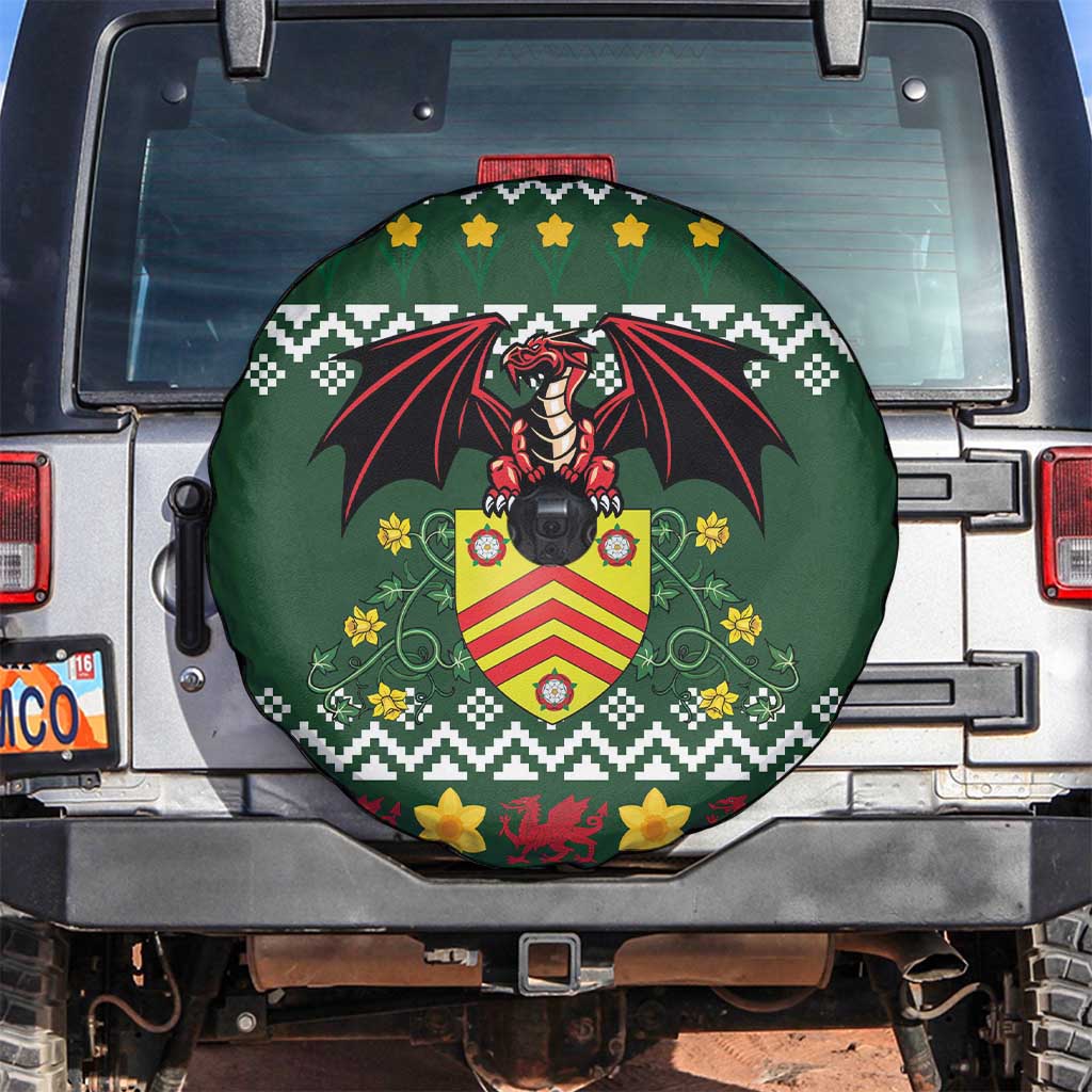 Glamorgan Wales Christmas Spare Tire Cover Cymru Dragon And Daffodil - Wonder Print Shop