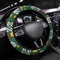 Glamorgan Wales Christmas Steering Wheel Cover Cymru Dragon And Daffodil - Wonder Print Shop