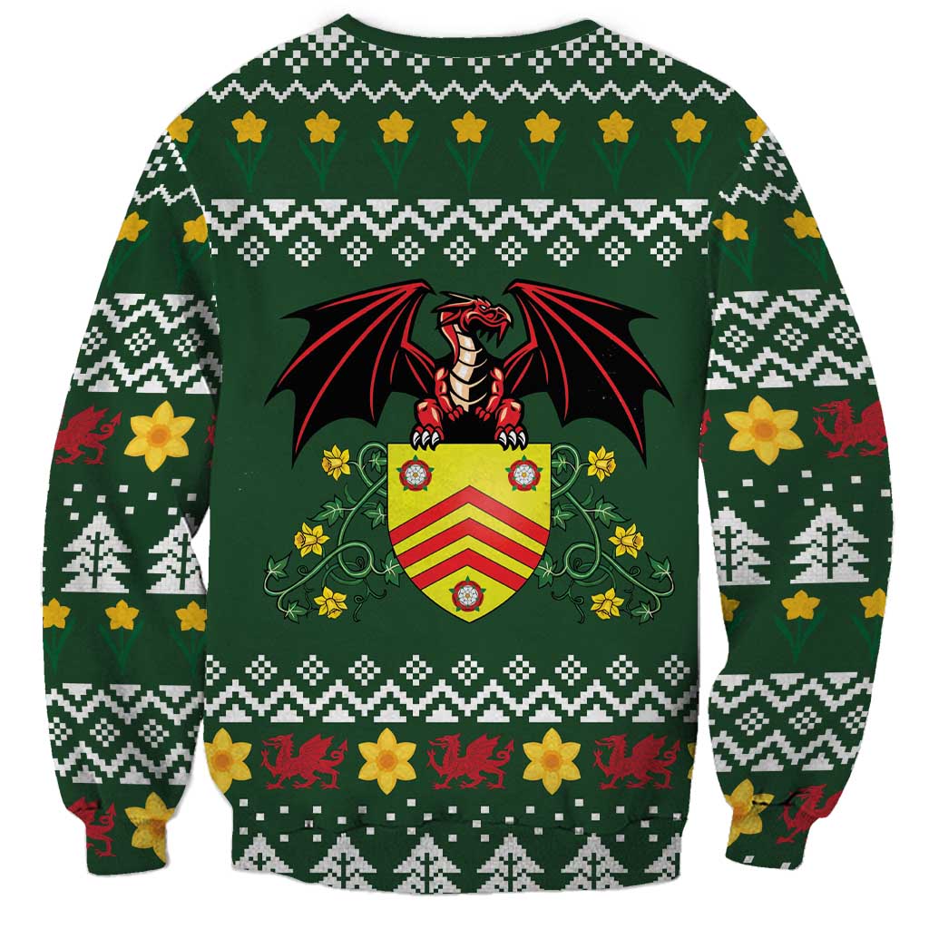 Glamorgan Wales Christmas Sweatshirt Cymru Dragon And Daffodil - Wonder Print Shop