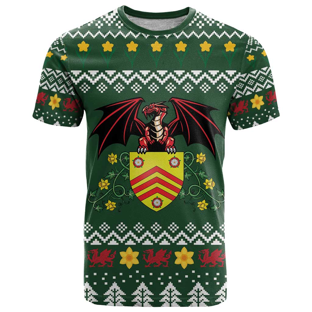 Glamorgan Wales Christmas T Shirt Cymru Dragon And Daffodil - Wonder Print Shop