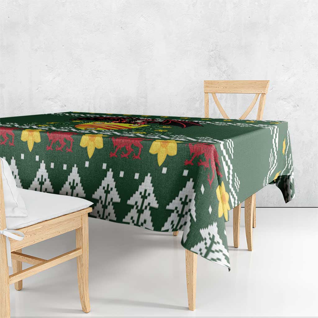 Glamorgan Wales Christmas Tablecloth Cymru Dragon And Daffodil - Wonder Print Shop