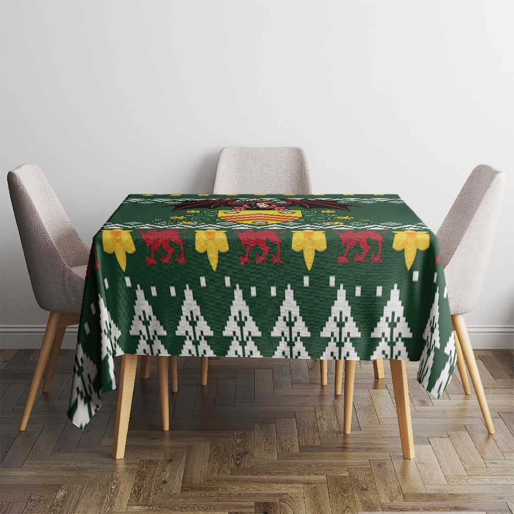 Glamorgan Wales Christmas Tablecloth Cymru Dragon And Daffodil - Wonder Print Shop