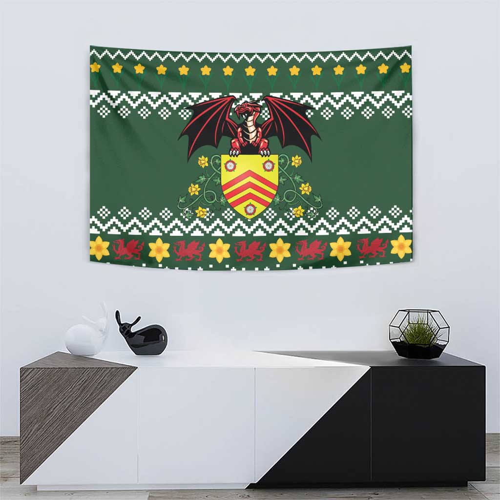 Glamorgan Wales Christmas Tapestry Cymru Dragon And Daffodil - Wonder Print Shop