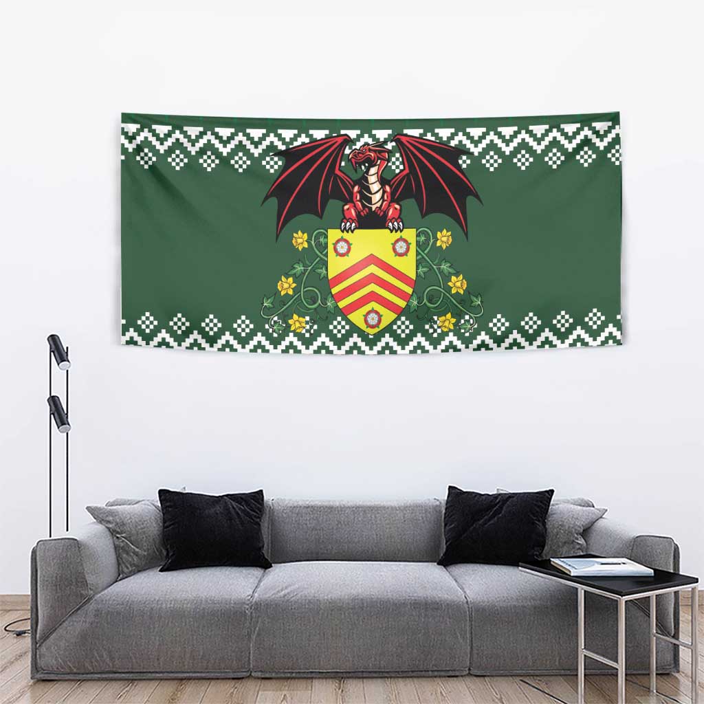 Glamorgan Wales Christmas Tapestry Cymru Dragon And Daffodil - Wonder Print Shop