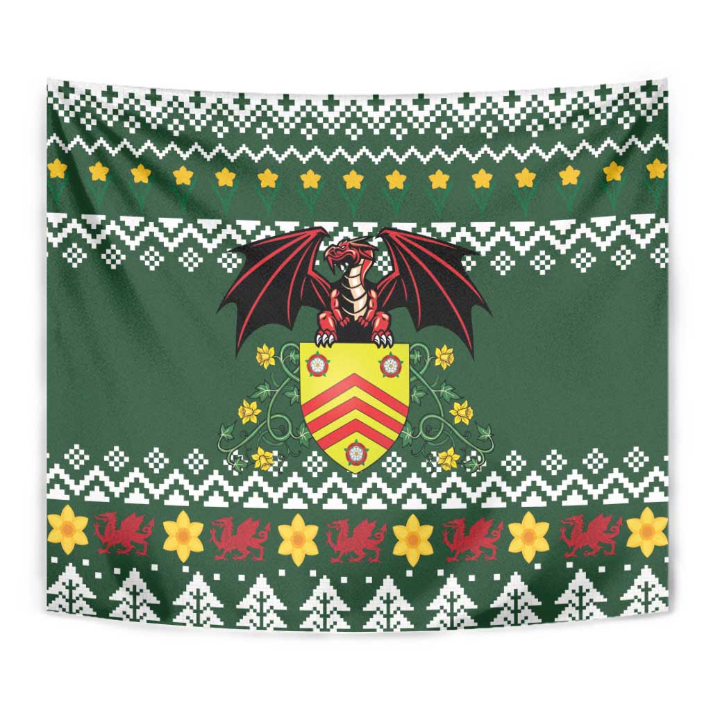 Glamorgan Wales Christmas Tapestry Cymru Dragon And Daffodil - Wonder Print Shop