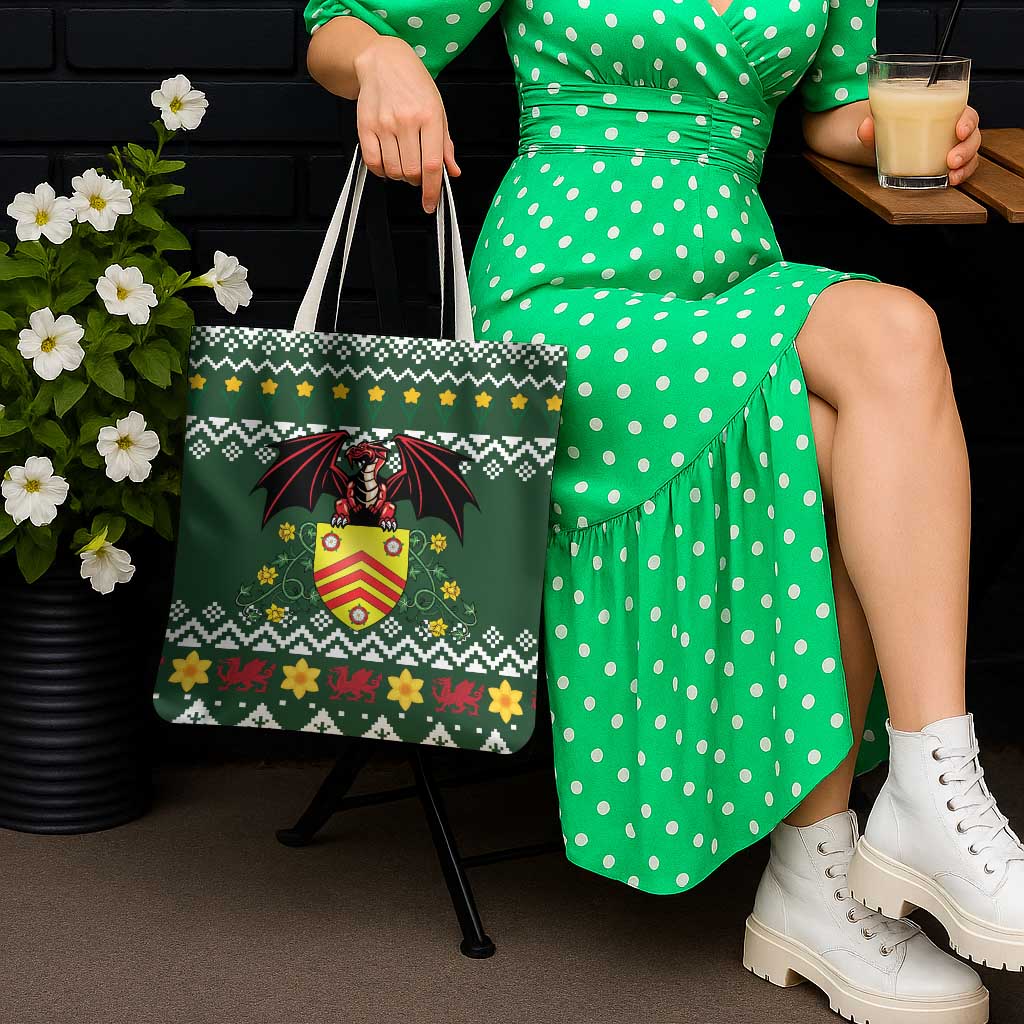 Glamorgan Wales Christmas Tote Bag Cymru Dragon And Daffodil - Wonder Print Shop