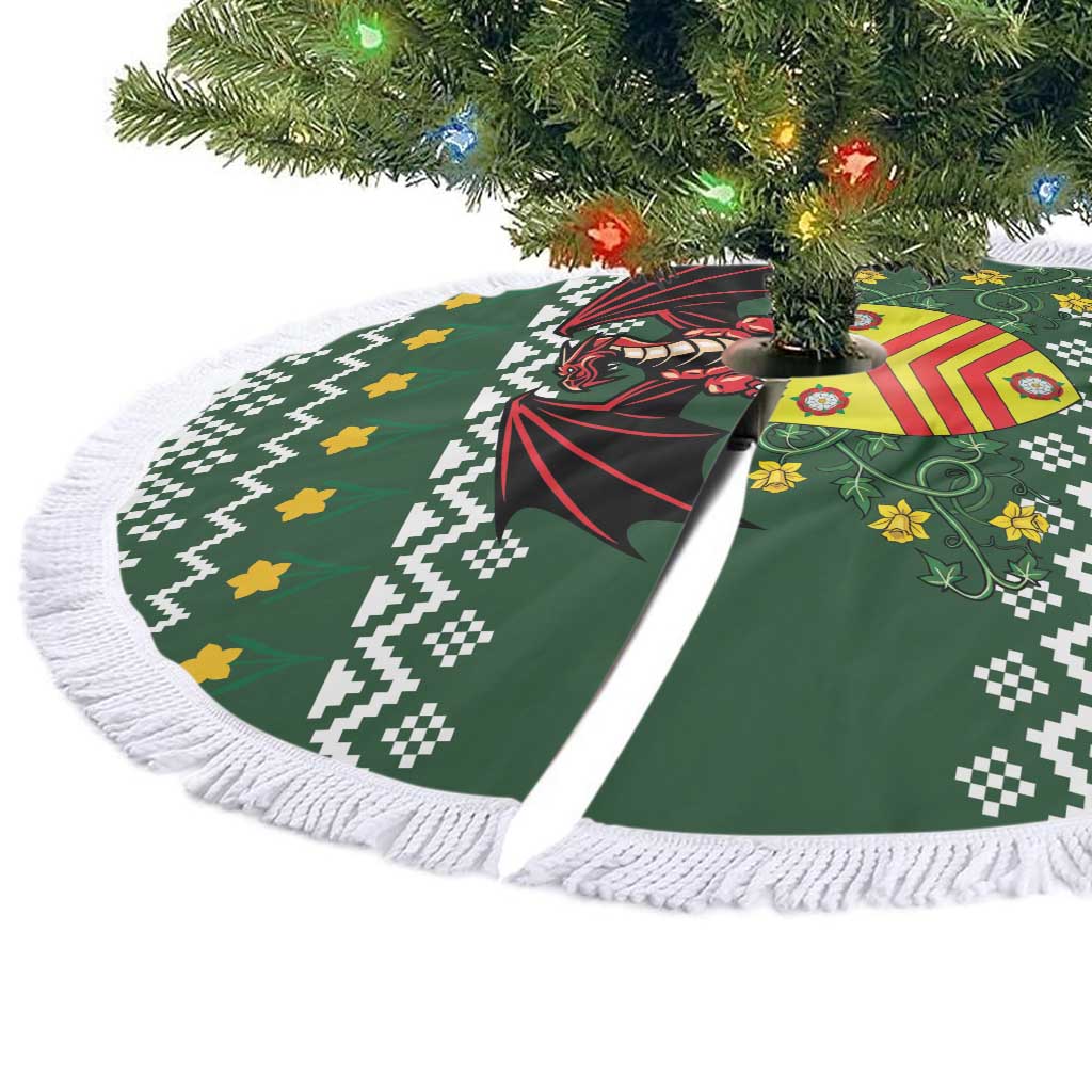 Glamorgan Wales Christmas Tree Skirt Cymru Dragon And Daffodil - Wonder Print Shop