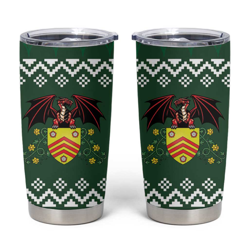 Glamorgan Wales Christmas Tumbler Cup Cymru Dragon And Daffodil - Wonder Print Shop